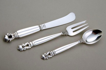 Georg Jensen Sterling Silver Flatware Set (36) - Acorn Pattern